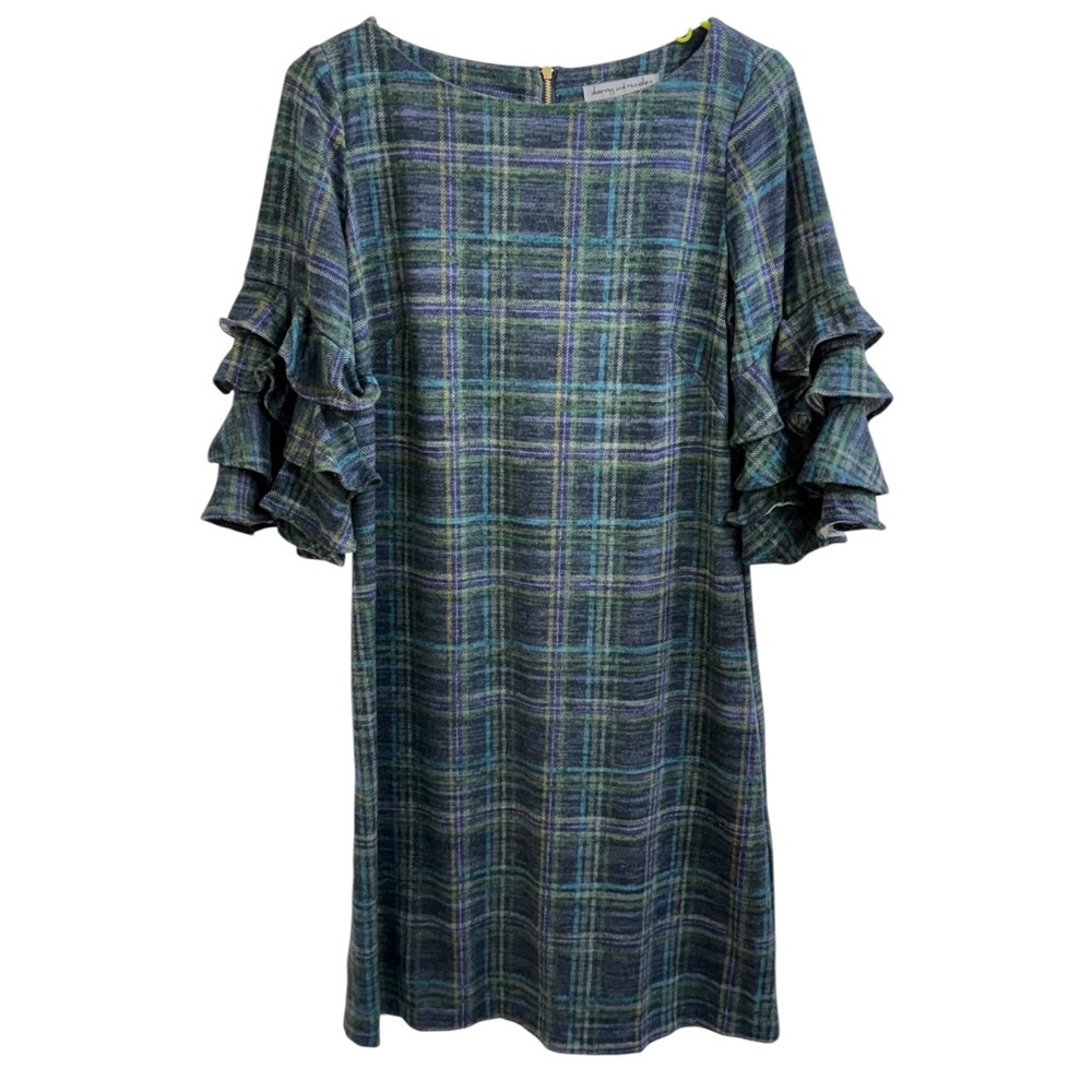 Plaid Ruffle Sleeve Dress